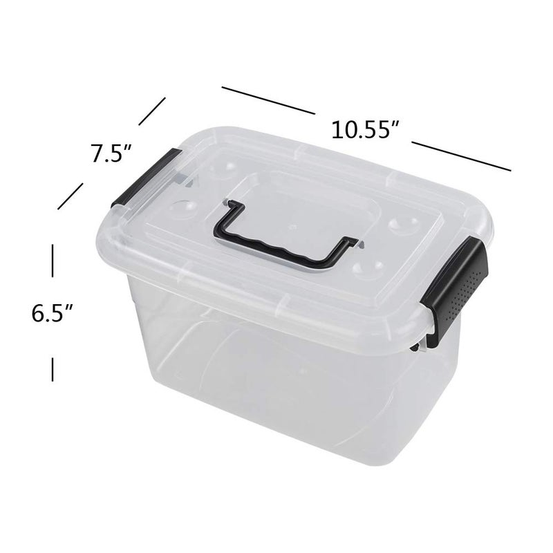 Doryh 5 L Plastic Storage Bin with Lid, Clear Transparent Box With Black Handles Set of 6 - Image 2